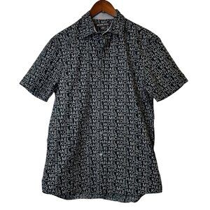 #864 Michael Kors Mens Small Short-Sleeve Shirt Classic Fit Black/White